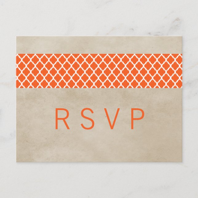 Carte postale RSVP Orange Rustique Quatrefoil (Devant)