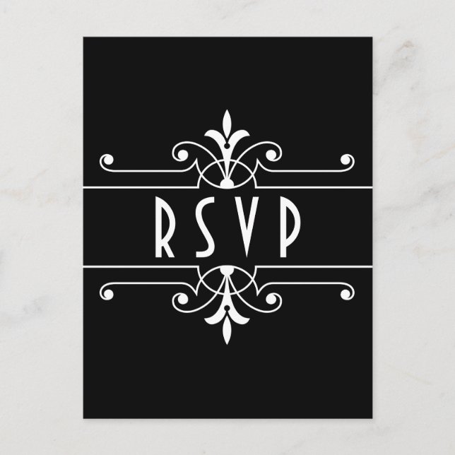 Carte postale RSVP ornementale Fancy Ebony (Devant)