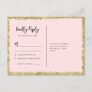 Carte postale RSVP Parties scintillant rose et or