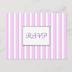 Carte postale RSVP personnalisée en bandes roses