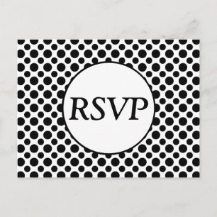 Carte Postale RSVP personnalisée Polka Noir