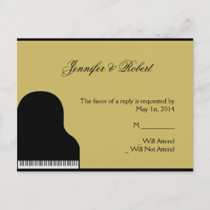 Carte postale RSVP Piano Noir et Or