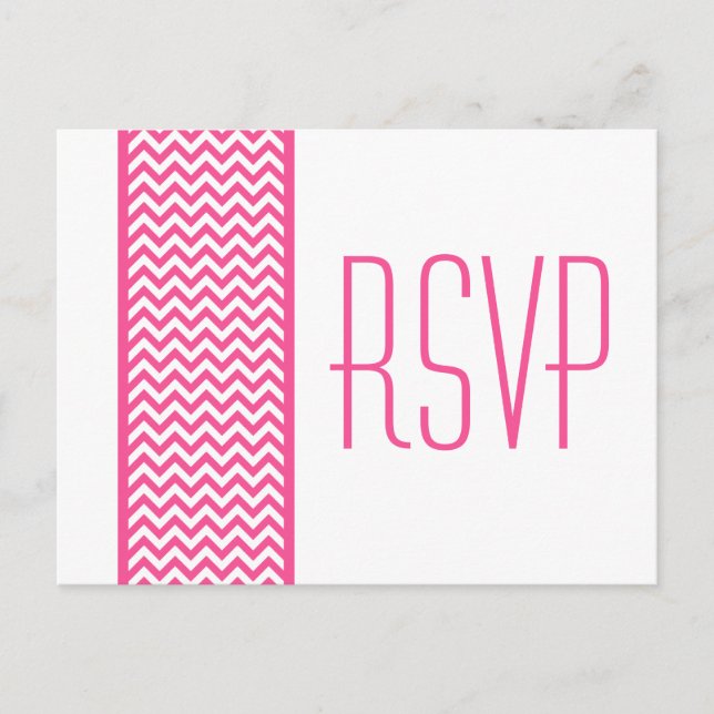 Carte postale RSVP Pink Chevron Border (Devant)