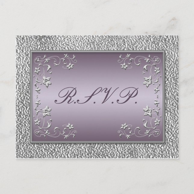 Carte postale RSVP Plum and Pewal Floral (Devant)