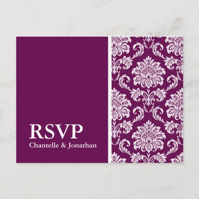 Carte postale RSVP Plum Damask (Devant)