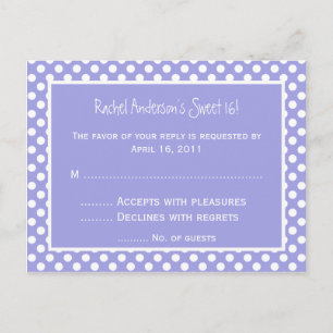 Carte postale RSVP Polka Dot Violet