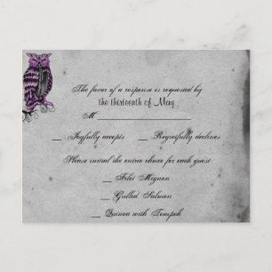 Carte postale RSVP pour Chouette gothique violette