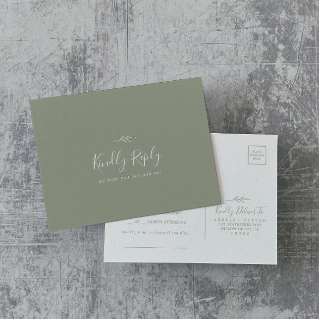 Carte postale RSVP pour demande de chansons vertes (Créateur téléchargé)