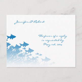 Carte postale RSVP pour le mariage du poisson bleu