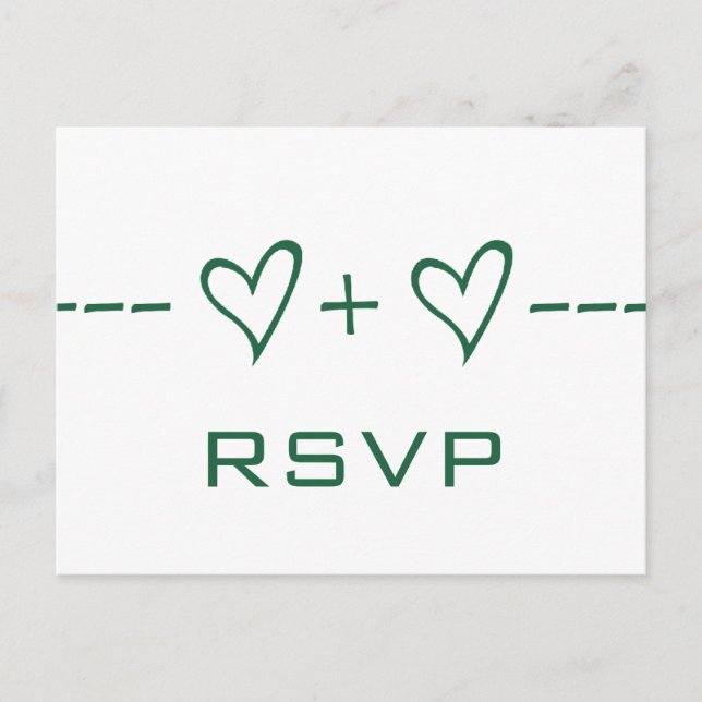 Carte postale RSVP pour l'équation Coeur Vert (Devant)