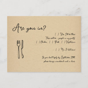 Carte postale RSVP pour mariage amusant et amusant