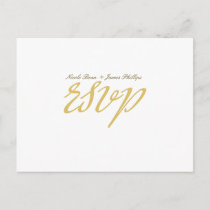 Carte postale RSVP pour mariage avec script blanc 