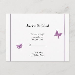 Carte postale RSVP pour mariage cardiaque papillon