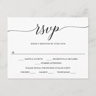 Carte postale RSVP pour mariage d'élégance minimal