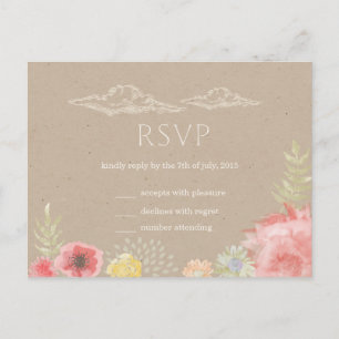 Carte postale RSVP pour mariage d'été dans le pré