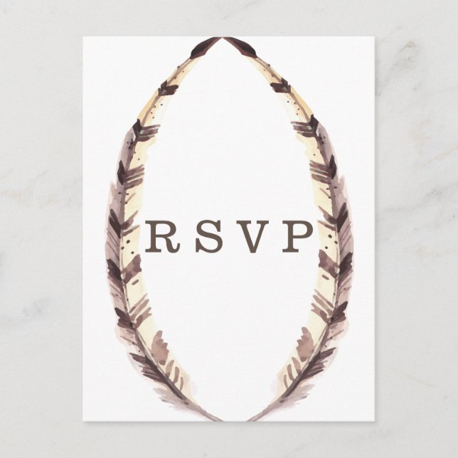 Carte postale RSVP pour mariage frontalier en plum (Devant)