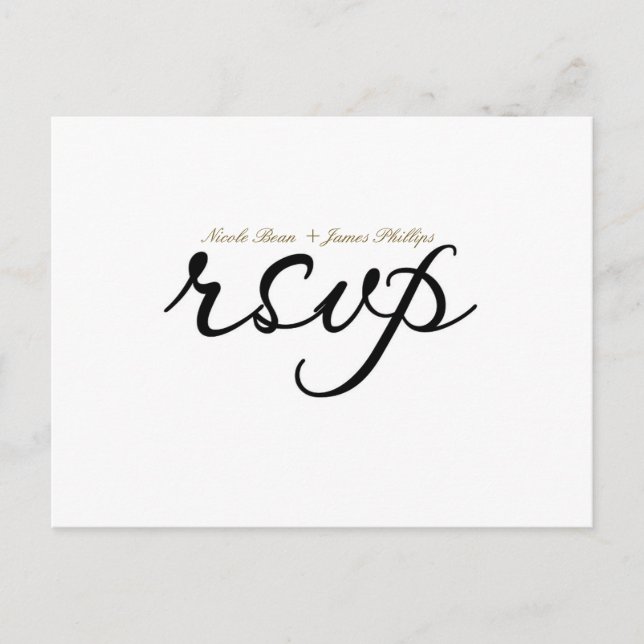 Carte postale RSVP pour mariage noir et blanc (Devant)