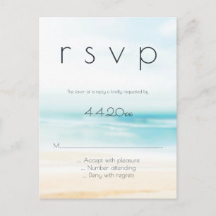 Carte postale rsvp pour mariage simple à la plage