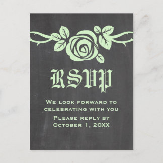 Carte postale RSVP pour tableau de bord Rose vert
