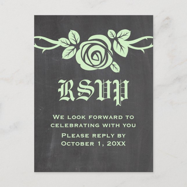 Carte postale RSVP pour tableau de bord Rose vert (Devant)