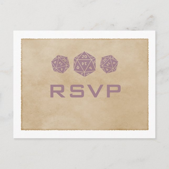 Carte postale RSVP Purple Grunge D20 Dice Gamer (Devant)