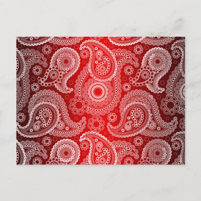 Carte postale RSVP Red Satin White Paisley Wedding (Devant)