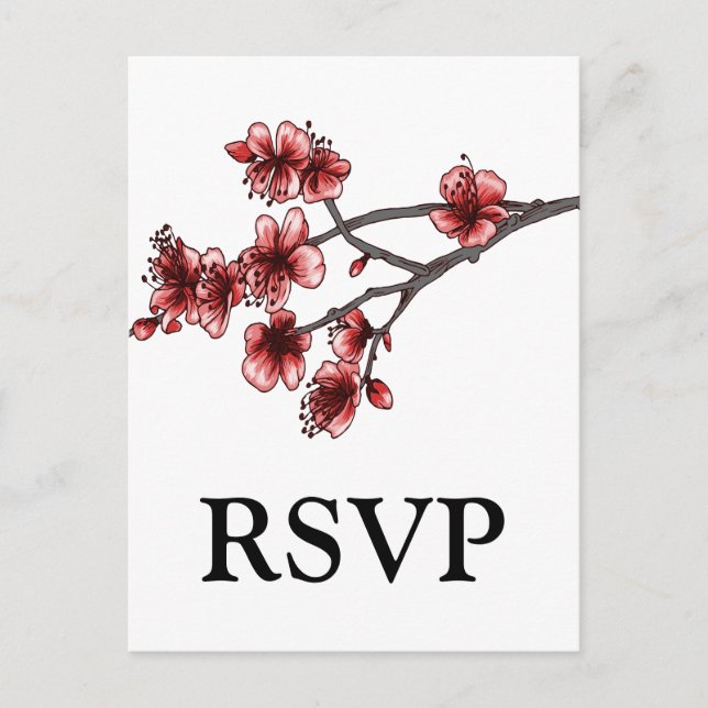 Carte postale RSVP Red Simple Cherry Blossoms (Devant)