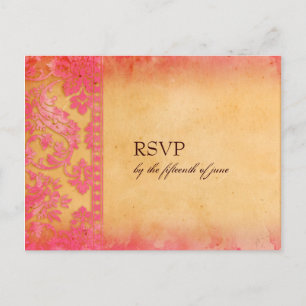 Carte postale RSVP Rockin' Pink Grunge Mariage dam