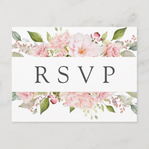 Carte postale RSVP rose florale avec choix de repa