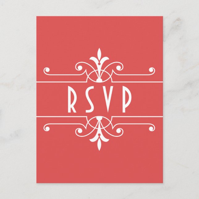 Carte postale RSVP rouge fantaisie (Devant)