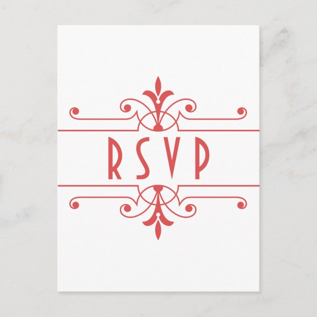Carte postale RSVP rouge v2 fantaisie ornementale (Devant)
