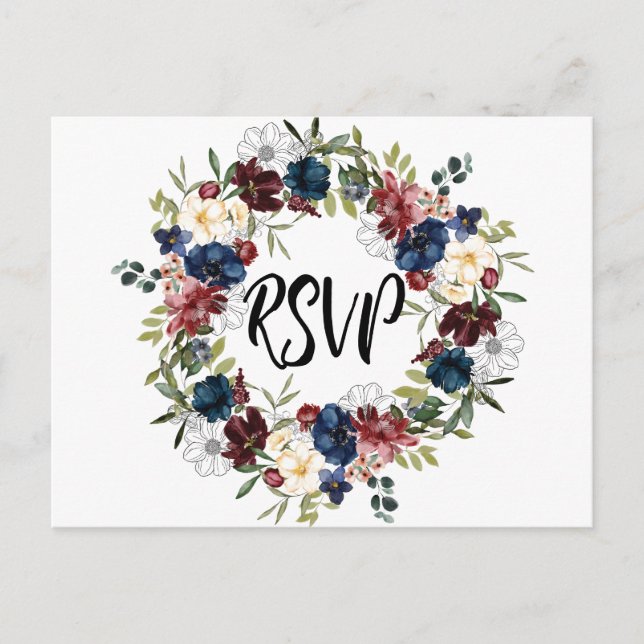 Carte postale RSVP RSVP Floral Marine (Devant)