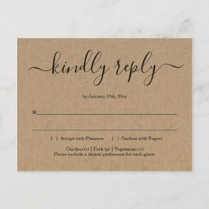 Carte postale RSVP - Rustic Kraft