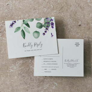 Carte postale RSVP Rustic Lavender Menu Choix