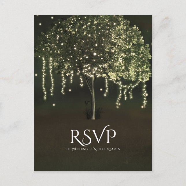 Carte postale RSVP Rustic Mossy Lighted Tree Weddi (Devant)