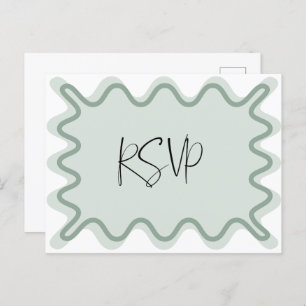 Carte postale RSVP Sage Green Wavy Border
