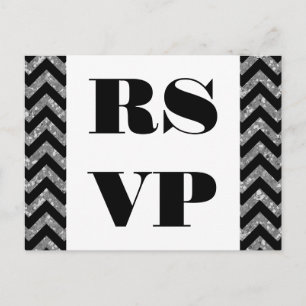 Carte postale RSVP Silver Chevron Parties scintill