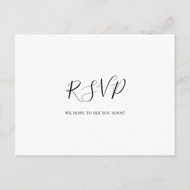 Carte postale RSVP simple et élégante pour mariage (Devant)