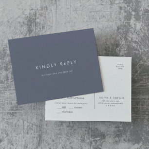 Carte postale RSVP simple Slate Blue Gris Menu Cho