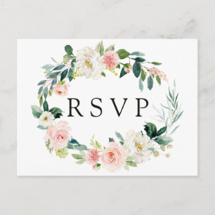 Carte postale RSVP Spring Blush Floral Wreath Wedd