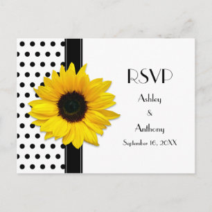 Carte postale RSVP Sunflower noir blanc Polka