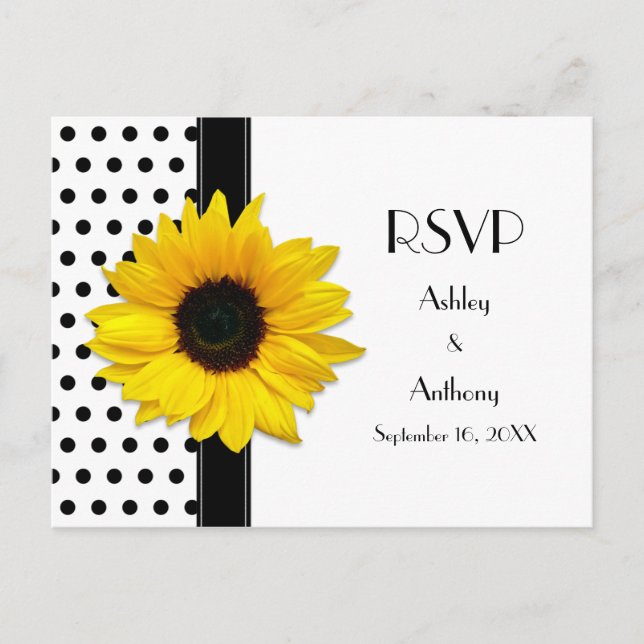 Carte postale RSVP Sunflower noir blanc Polka (Devant)