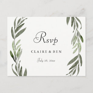 Carte postale RSVP toute occasion feuille verte aq