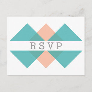 Carte postale RSVP turquoise Coral Géométrique Tri