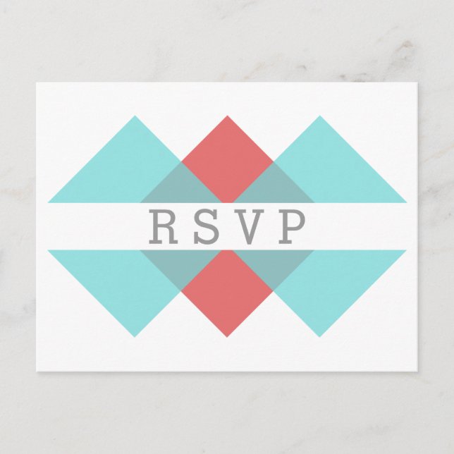 Carte postale RSVP turquoise Red Geometry Trier (Devant)