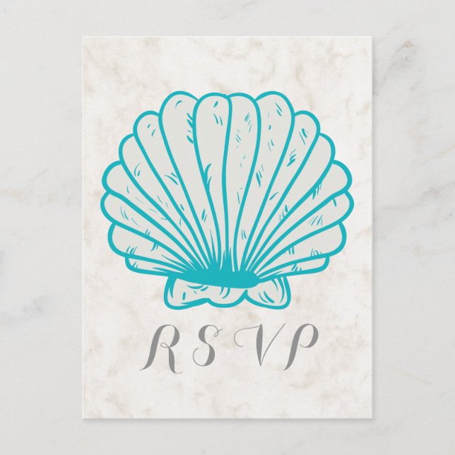 Carte postale RSVP Turquoise Rustic Seashell Weddi (Devant)