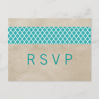 Carte postale RSVP turquoise Rustique Quatrefoil