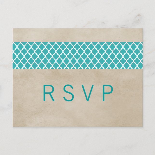 Carte postale RSVP turquoise Rustique Quatrefoil (Devant)