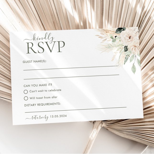 Carte postale RSVP Victoria pour mariage floral ve (Front of RSVP Postcard)