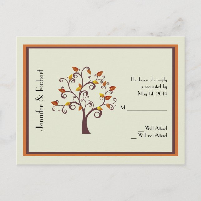Carte postale RSVP Whimsical Fall Tree Wedding (Devant)